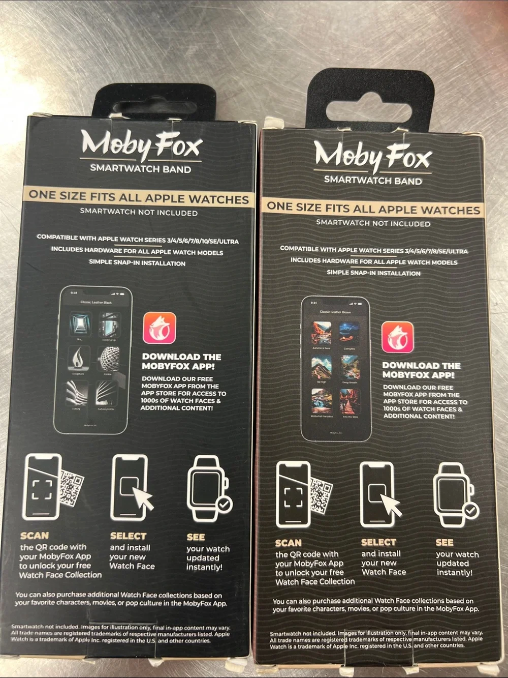 Classic Leather Brown & Black Moby Fox Smartwatch Bands